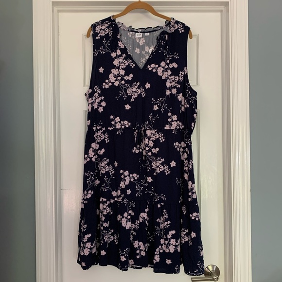 Gap Factory Blue Floral Womens Tie Waist Dress NWT - Picture 3 of 9